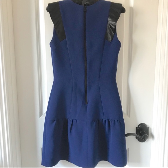 Electric Blue Dress with Leather Shoulder Detail - Picture 2 of 7